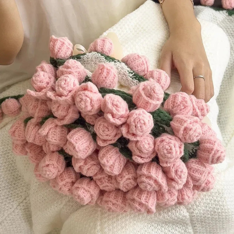 Pink rose bouquet blanket