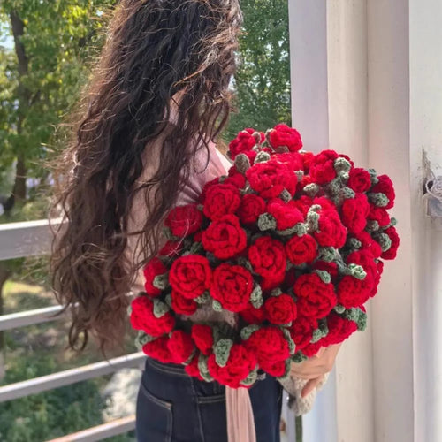 Red rose bouquet blanket rolled up as a bouquet